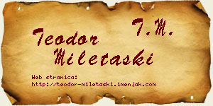 Teodor Miletaški vizit kartica